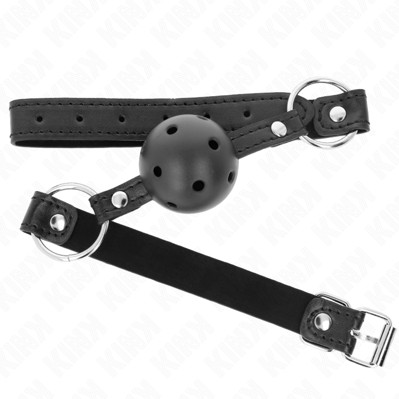 KINK - HOLLE HARDE ZWARTE BAL 4,5 CM GAG MODEL 1 63,5 X 2 CM