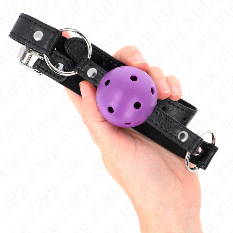KINK - HOLLE, HARDE, PAARSE BAL, 4,5 CM, Gag, 63,5 X 2 CM