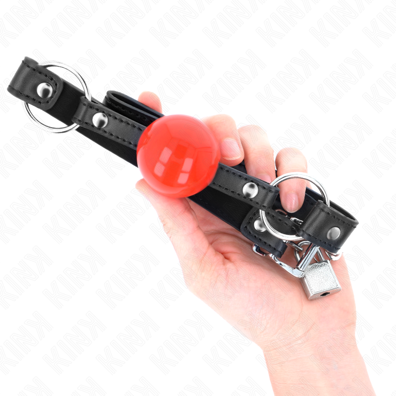 KINK - BAL 4 CM KNEVEL MET SLOT RODE BAL ZWARTE BAND 60 x 2 CM