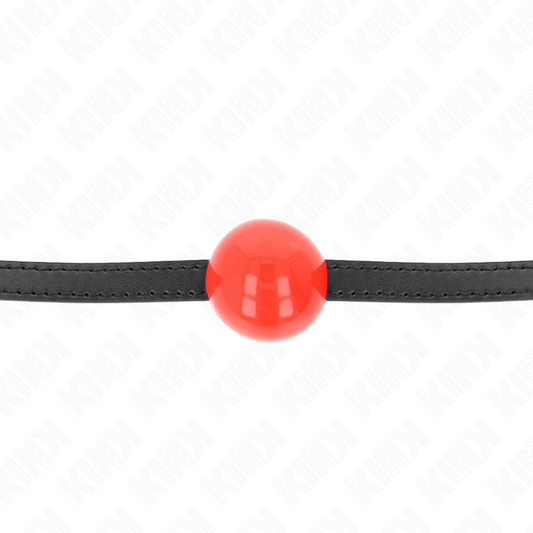 KINK - BÂILLON À BOULE DURE SIMPLE ROUGE 4 CM 65 x 1,5 CM