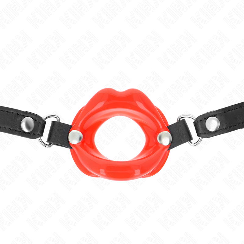 KINK - LIP 8 CM GAG MET RODE KUNSTSTOF RIEM 63 x 2 CM VERSTELBAAR 39-58 CM