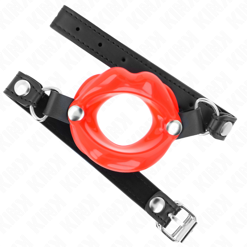 KINK - LIP 8 CM GAG MET RODE KUNSTSTOF RIEM 63 x 2 CM VERSTELBAAR 39-58 CM