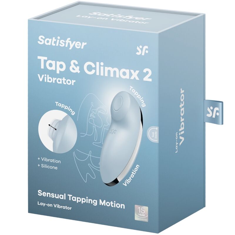 SATISFYER - TAP &amp; CLIMAX 2 VIBRATEUR &amp; STIMULATEUR BLEU
