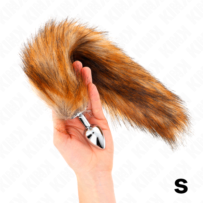 KINK - PLUG ANAL TAILLE S 7 X 3 CM AVEC QUEUE PLASTIQUE 40 CM MARRON