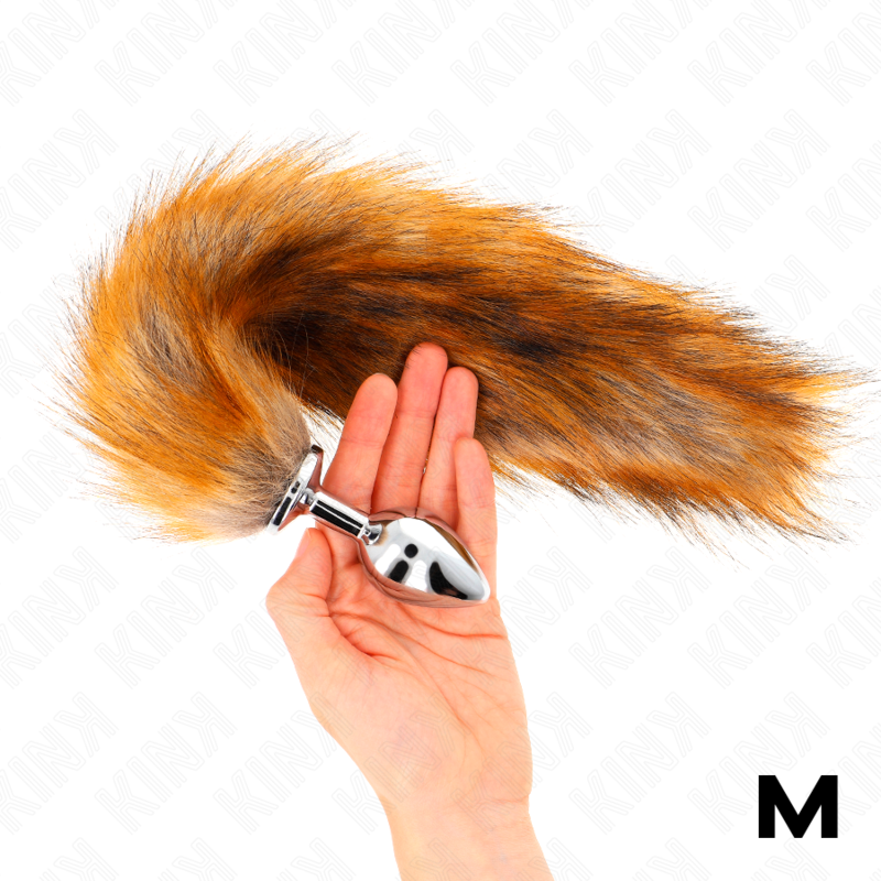 KINK - PLUG ANAL TAILLE M 8 X 3,5 CM AVEC QUEUE PLASTIQUE 40 CM MARRON