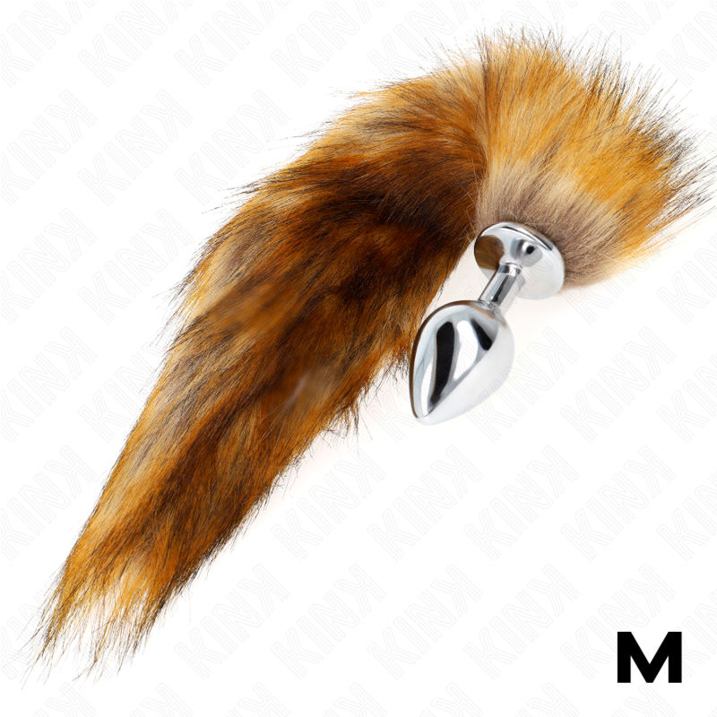 KINK - PLUG ANAL TAILLE M 8 X 3,5 CM AVEC QUEUE PLASTIQUE 40 CM MARRON