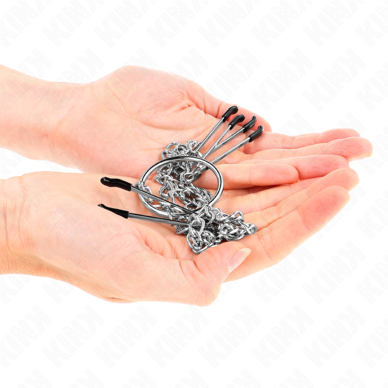 KINK - DRIEVOUDIGE TEPELKLEMMEN EN DICKKLEMMEN MET KETTING MODEL 1
