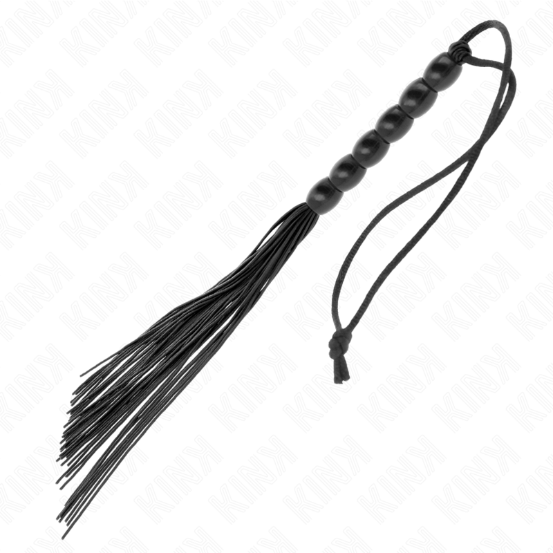 KINK - MINI SILICONEN ZWEEP MET 6 ZWARTE KRALEN 26 CM