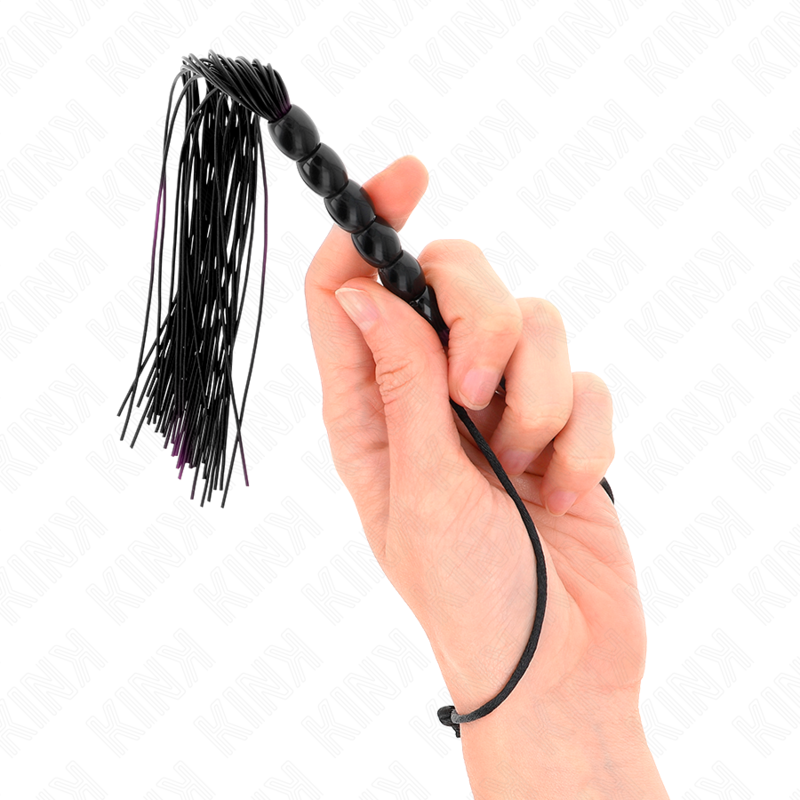 KINK - MINI SILICONEN ZWEEP MET 6 ZWARTE KRALEN 26 CM
