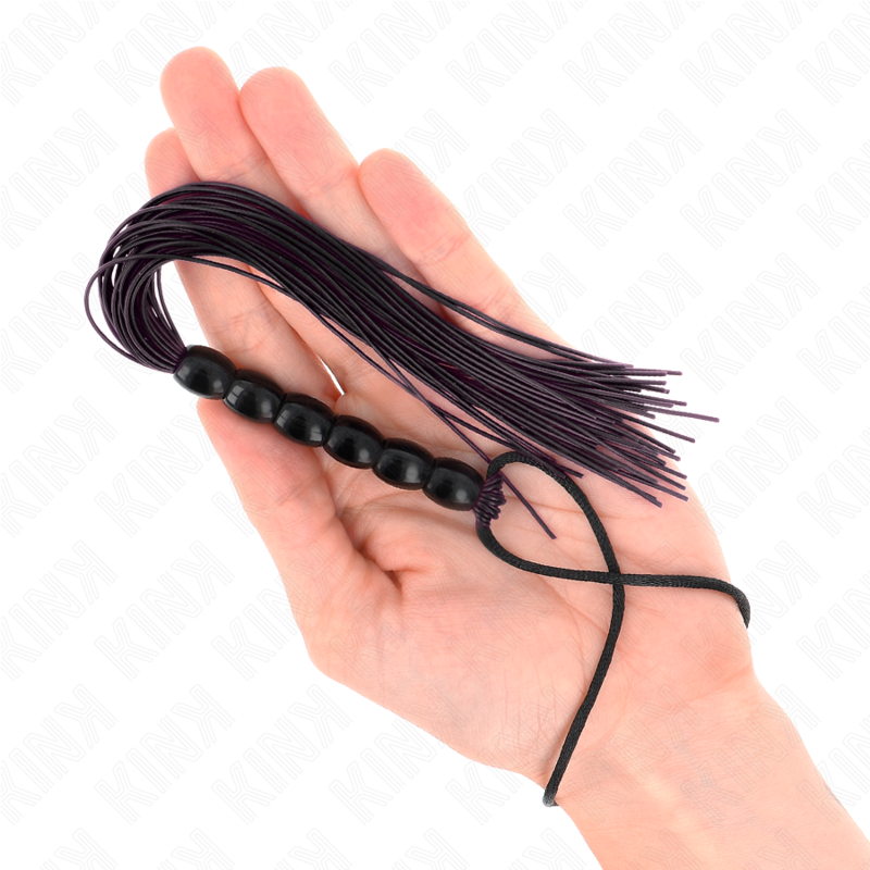 KINK - MINI SILICONEN ZWEEP MET 6 ZWARTE KRALEN 26 CM
