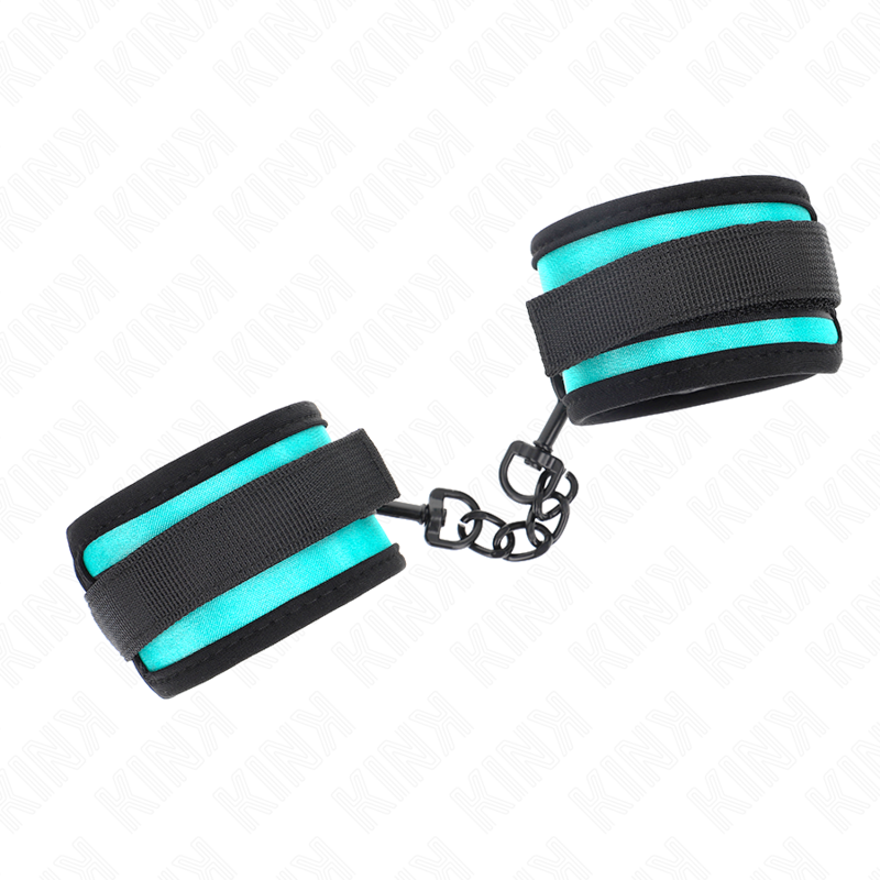 KINK - NYLON HANDBOEIEN MET VELCRO SLUITING ZWART-BLAUW VERSTELBAAR 18-32 CM X 5 CM