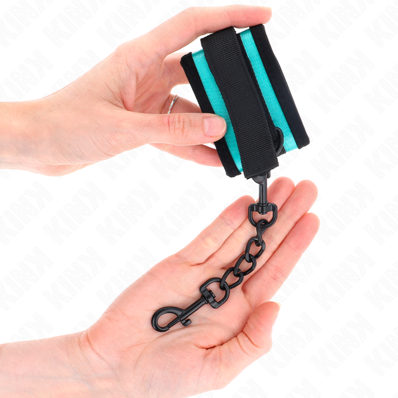 KINK - NYLON HANDBOEIEN MET VELCRO SLUITING ZWART-BLAUW VERSTELBAAR 18-32 CM X 5 CM