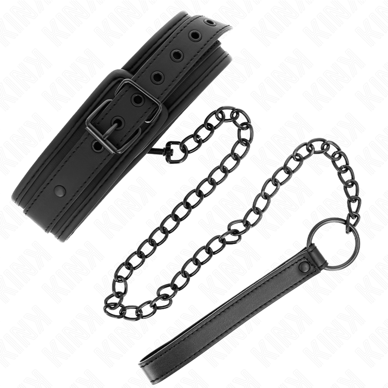 KINK - NEOPREEN BONDAGE HALSBAND MODEL 1 MET RIEM 78 CM VERSTELBAAR 37,5 X 49,5 CM