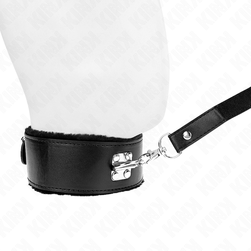 KINK - COLLIER AVEC LAISSE 116 CM AVEC CLOUS ARGENTÉS MODÈLE 4 NOIR RÉGLABLE 40-48 CM X 6 CM