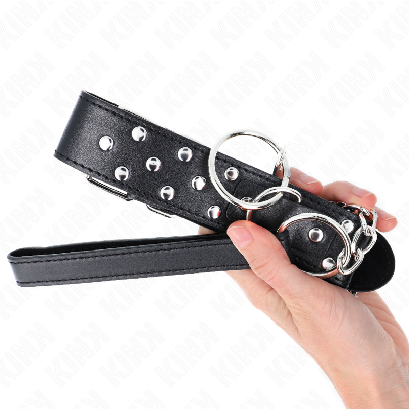 KINK - RING RIVET BAND NECKLACE WITH BELT 65 CM BLACK ADJUSTABLE 36-50 CM X 3.8 CM