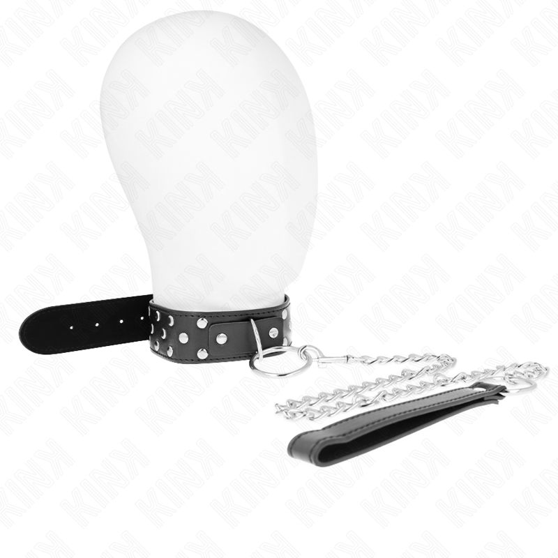 KINK - COLLIER À RIVETS ET CEINTURE 65 CM NOIR RÉGLABLE 36-50 CM X 3,8 CM