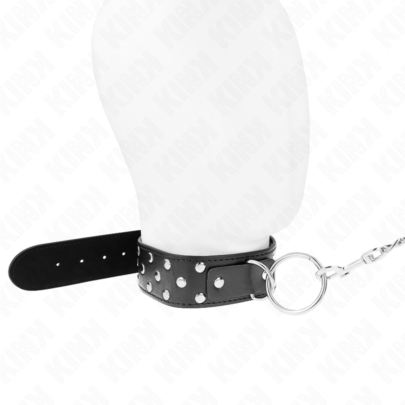 KINK - COLLIER À RIVETS ET CEINTURE 65 CM NOIR RÉGLABLE 36-50 CM X 3,8 CM