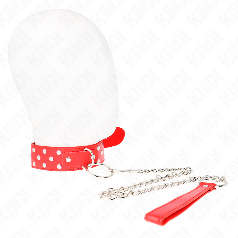 KINK - RING RIVET BAND NECKLACE WITH BELT 65 CM RED ADJUSTABLE 36-50 CM X 3.8 CM