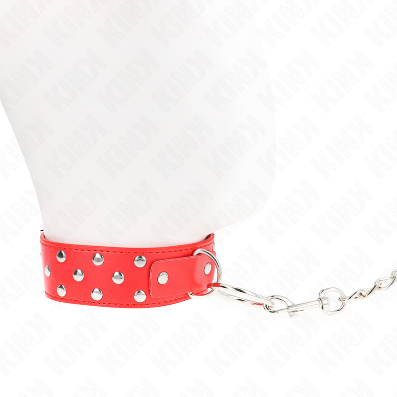 KINK - RING RIVET BAND NECKLACE WITH BELT 65 CM RED ADJUSTABLE 36-50 CM X 3.8 CM