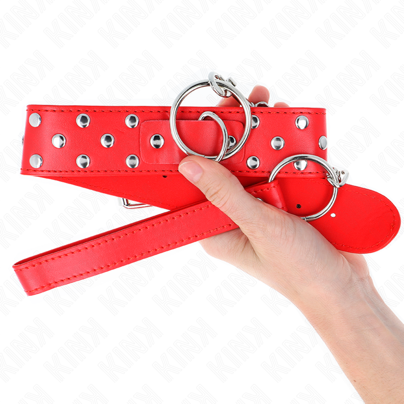 KINK - RING RIVET BAND NECKLACE WITH BELT 65 CM RED ADJUSTABLE 36-50 CM X 3.8 CM