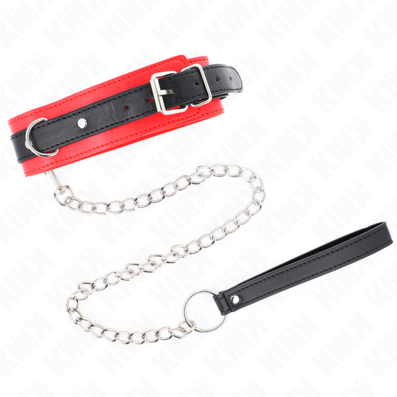 KINK - COLLIER AVEC LAISSE MODÈLE BASIQUE 65 CM MODÈLE 3 ROUGE 53 X 5 CM