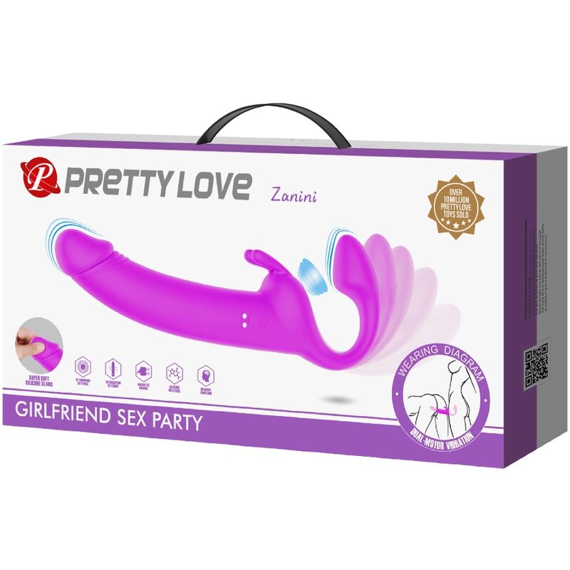 PRETTY LOVE - ZANINI SANS BRETELLES STRAP-ON 10 VIBRATIONS VIOLET