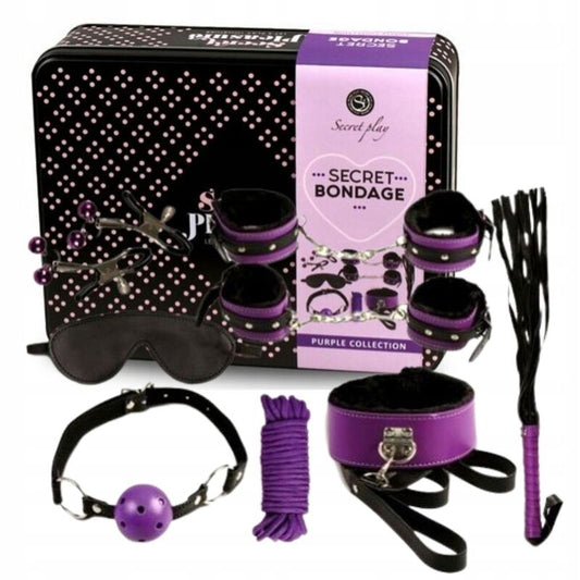 SECRETPLAY - ENSEMBLE BDSM 8PCS VIOLET / NOIR.