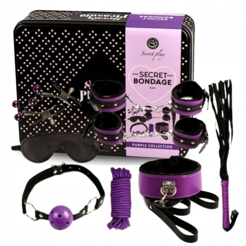 SECRETPLAY - ENSEMBLE BDSM 8PCS VIOLET / NOIR.