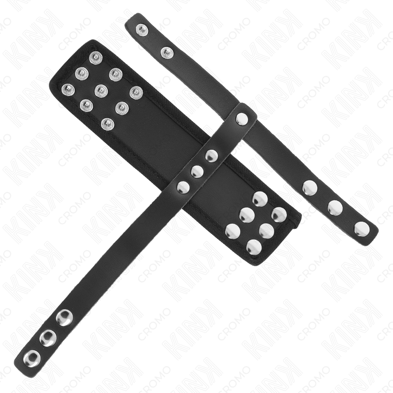 KINK - ANNEAU DE CAGE À PÉNIS EN CUIR AVEC SANGLE SÉPARATRICE RÉGLABLE À REVÊTEMENT