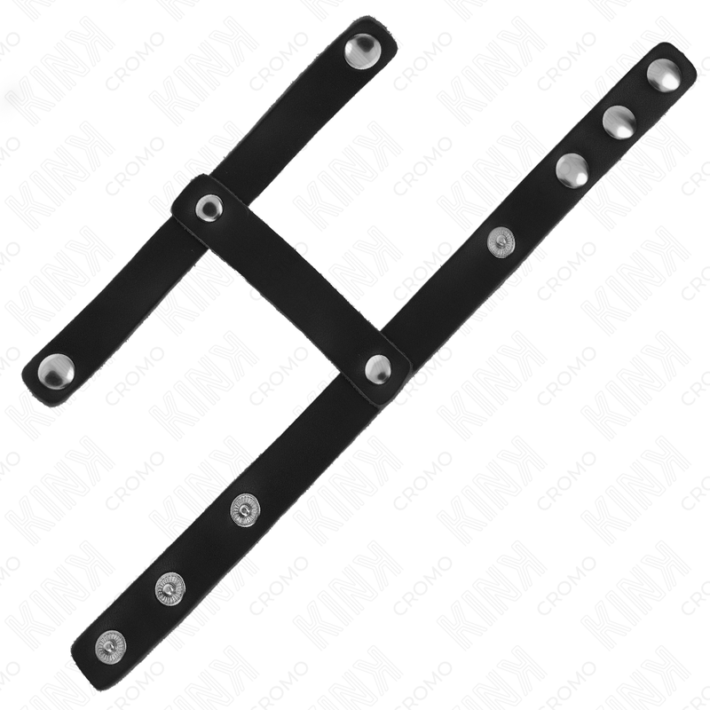 KINK - ANNEAU PÉNIS ET SANGLE TESTICULE EN CUIR RÉGLABLE