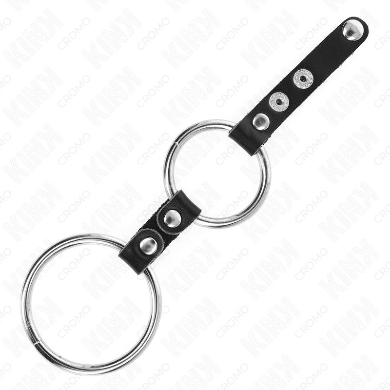 KINK - DUBBELE PENISRING 3,8 CM TOT 5 CM VERBONDEN DOOR LEER