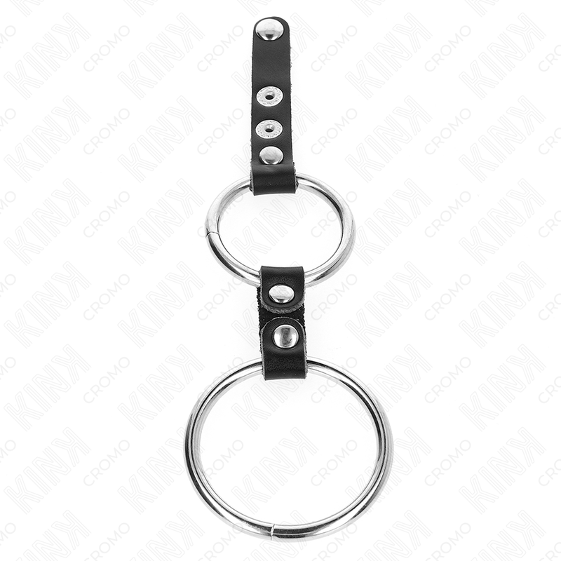 KINK - DUBBELE PENISRING 3,8 CM TOT 5 CM VERBONDEN DOOR LEER
