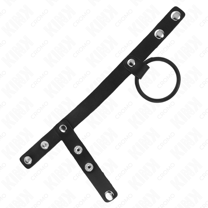 KINK - SILICONEN PENISRING 3,8 CM MET HOGE VERDELERS EN LEDEREN BAND 22 X 1,5 CM