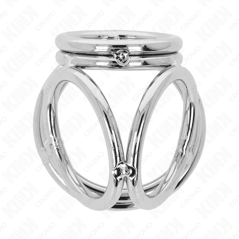 KINK - DRIEVOUDIGE CHROOM METALEN PENISRING 3,8 CM TOT 5 CM MODEL 1