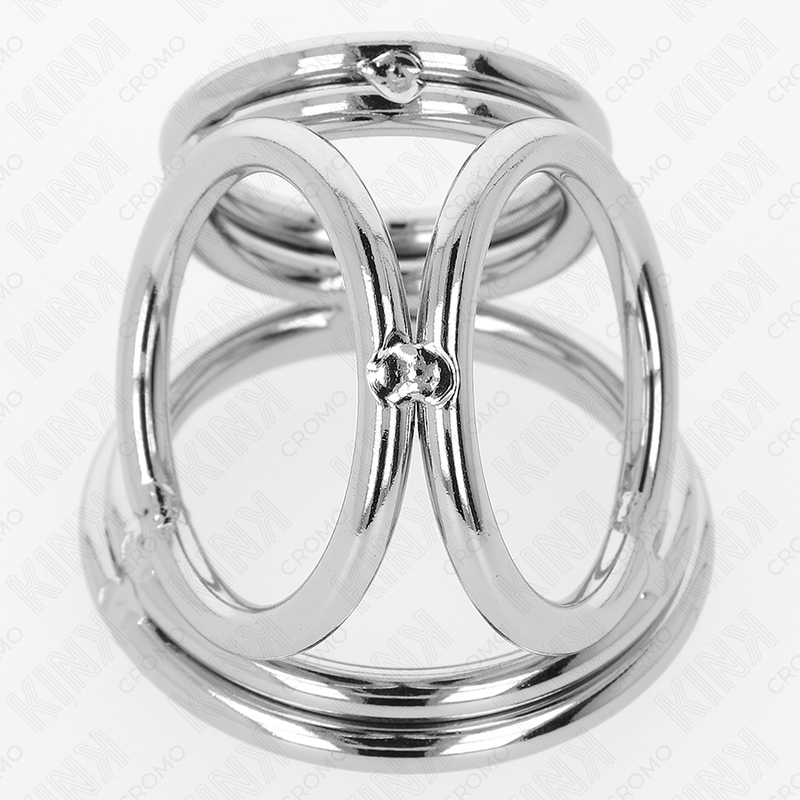 KINK - DRIEVOUDIGE CHROOM METALEN PENISRING 3,8 CM TOT 5 CM MODEL 1