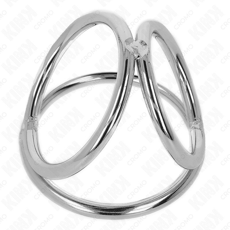 KINK - DRIEVOUDIGE CHROOM METALEN PENISRING 3,8 CM TOT 5 CM MODEL 2