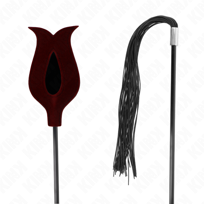 KINK - FOUET À POMPON EN SILICONE EN FORME DE ROSE 45 CM