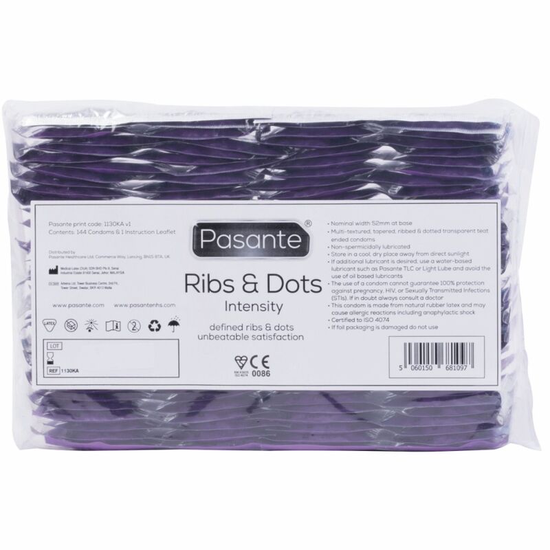 PASANTE - PRÉSERVATIFS INTENSITÉ RIBS &amp; DOTS 144 UNITÉS