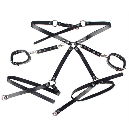 SUBBLIME - 953690 HANDSCHELLEN MIT BONDAGE-GÜRTEL SCHWARZ EINE GRÖSSE