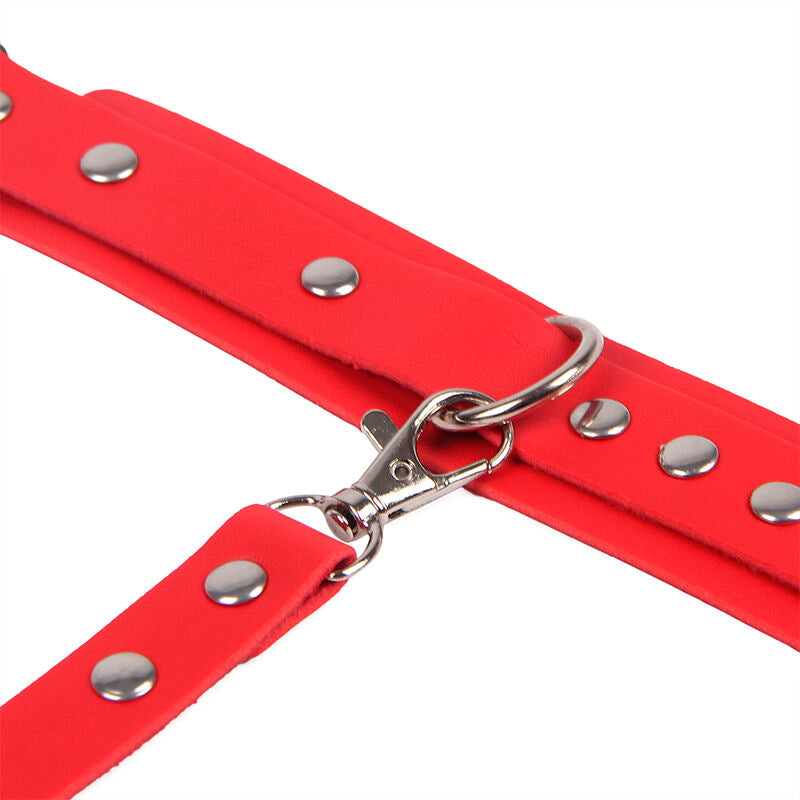 SUBBLIME - 953706 HANDSCHELLEN MIT BONDAGE-GÜRTEL ROT EINE GRÖSSE