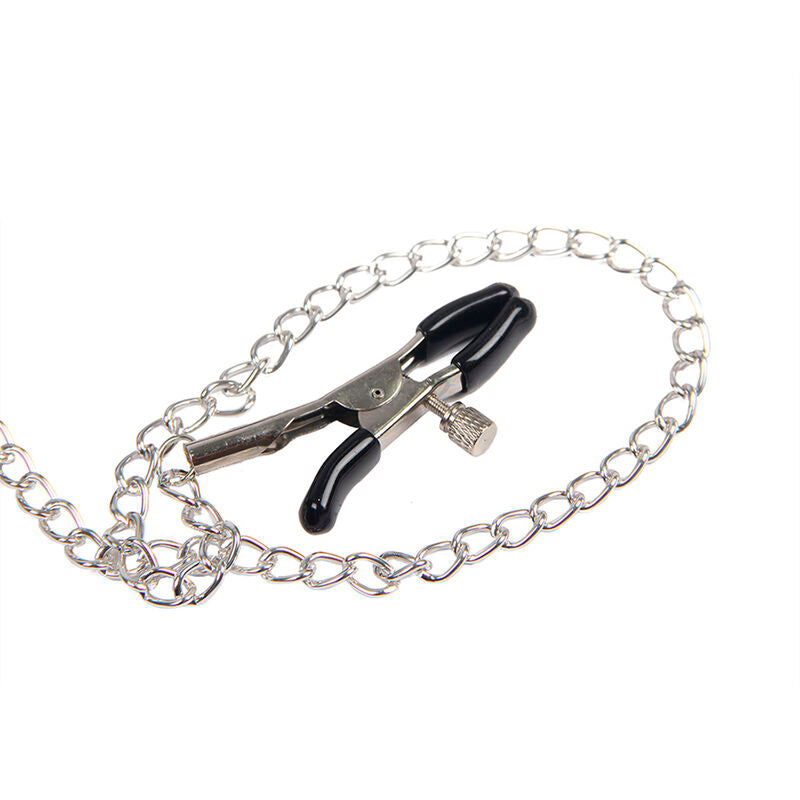 SUBBLIME - 953720 BONDAGE LEATHER STRAP Nipple Clamps BLACK ONE SIZE