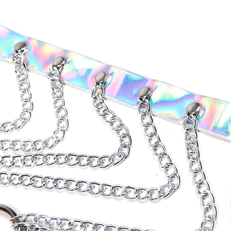 SUBBLIME - 953737 BORSTBAND MET RINGEN EN KETTINGEN ZILVER ONE SIZE