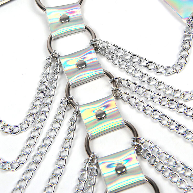 SUBBLIME - 953737 BORSTBAND MET RINGEN EN KETTINGEN ZILVER ONE SIZE