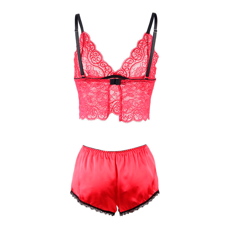 SUBBLIME - 953898 NACHTJURK + SLIPJE IN ZIJDE EN KANT ROOD S/M