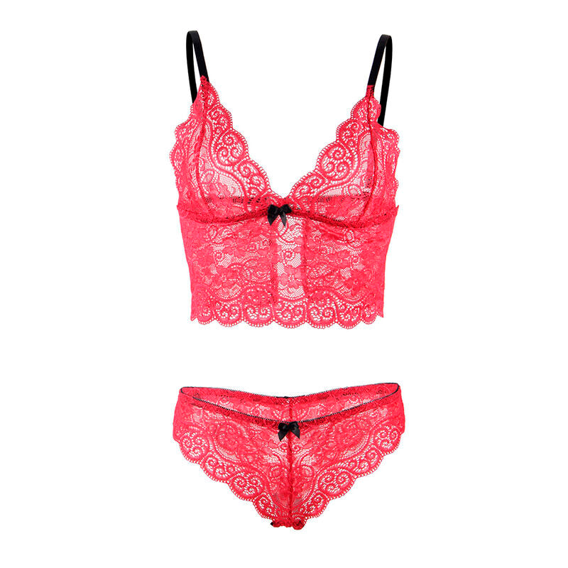 SUBBLIME - 953904 NACHTJURK VAN ZIJDE EN KANT + SLIPJE ROOD L/XL