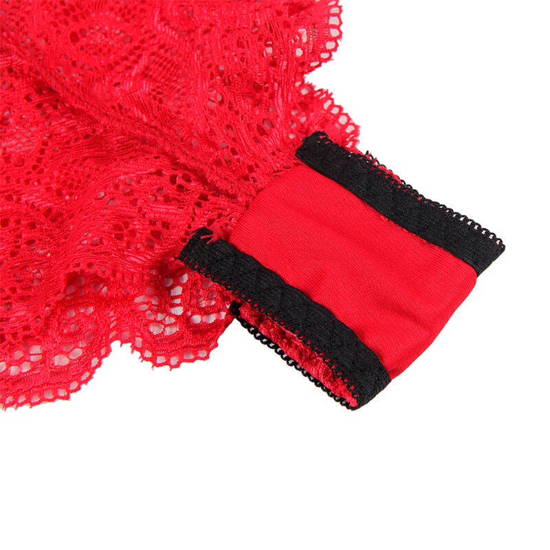 SUBBLIME - 953904 NACHTJURK VAN ZIJDE EN KANT + SLIPJE ROOD L/XL