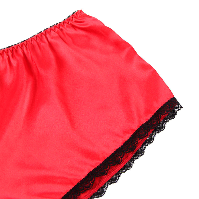 SUBBLIME - 953904 NACHTJURK VAN ZIJDE EN KANT + SLIPJE ROOD L/XL