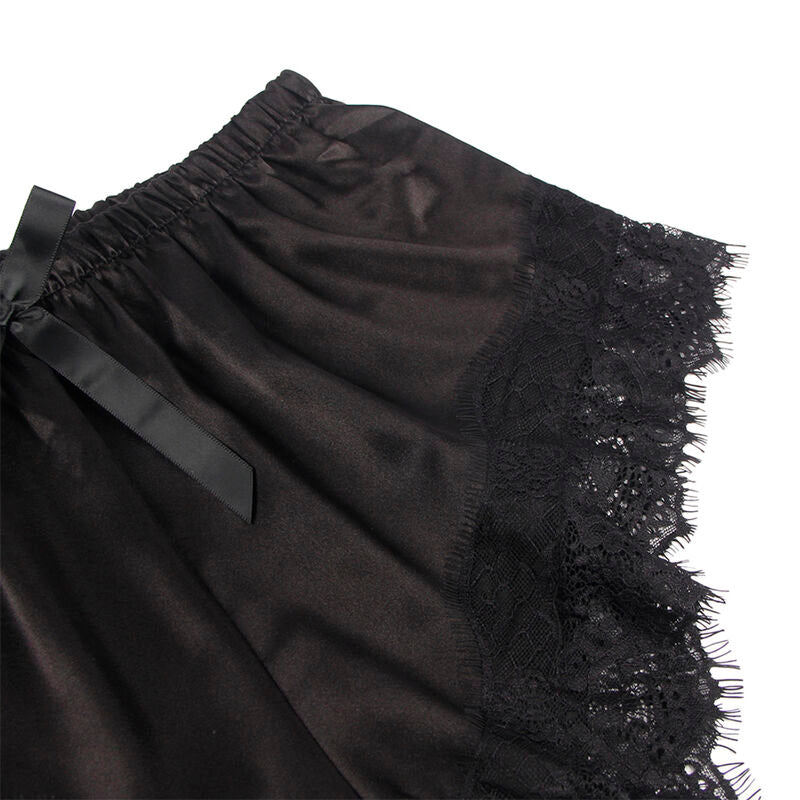 SUBBLIME - 953942 CASUAL ZIJDEN NACHTJURK + KANTEN BROEK ZWART L/XL