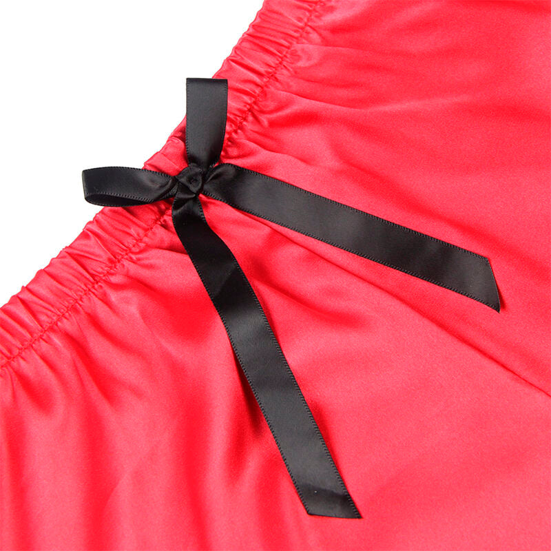 SUBBLIME - 953959 CASUAL ZIJDEN NACHTJURK + KANTEN BROEK ZWART/ROOD S/M