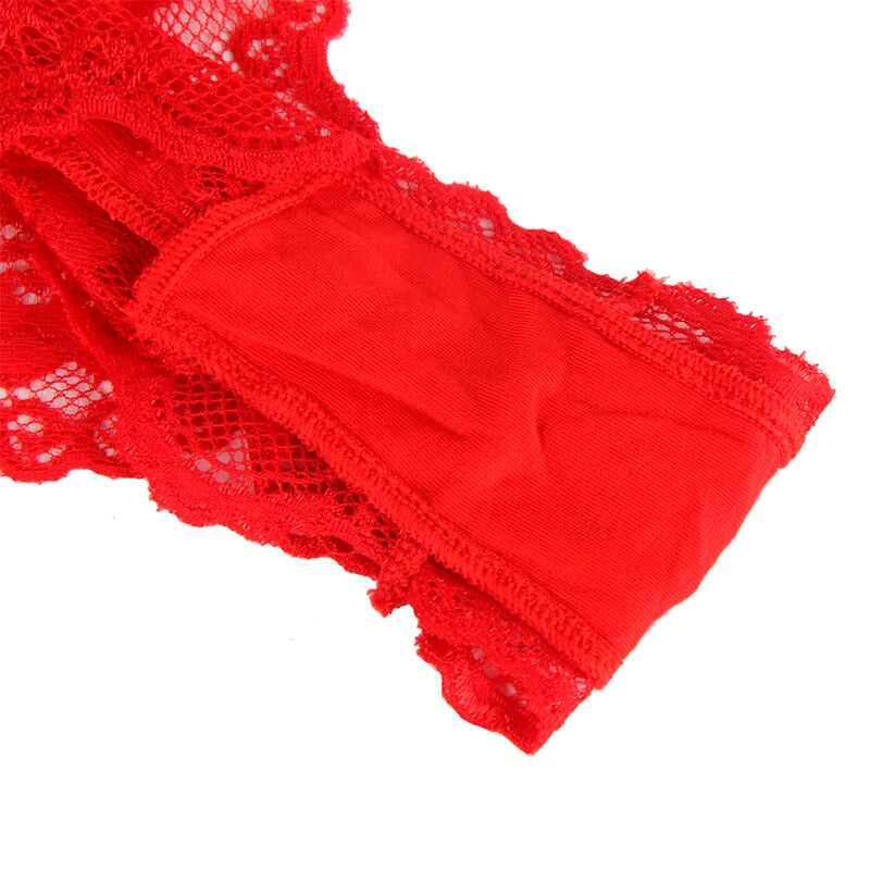 SUBBLIME - 953973 SEXY BODYSUIT WITH RUFFLES + BELT RED S/M